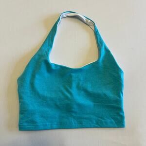Fleo Halter Crop Tank Heather Ocean Scuba M